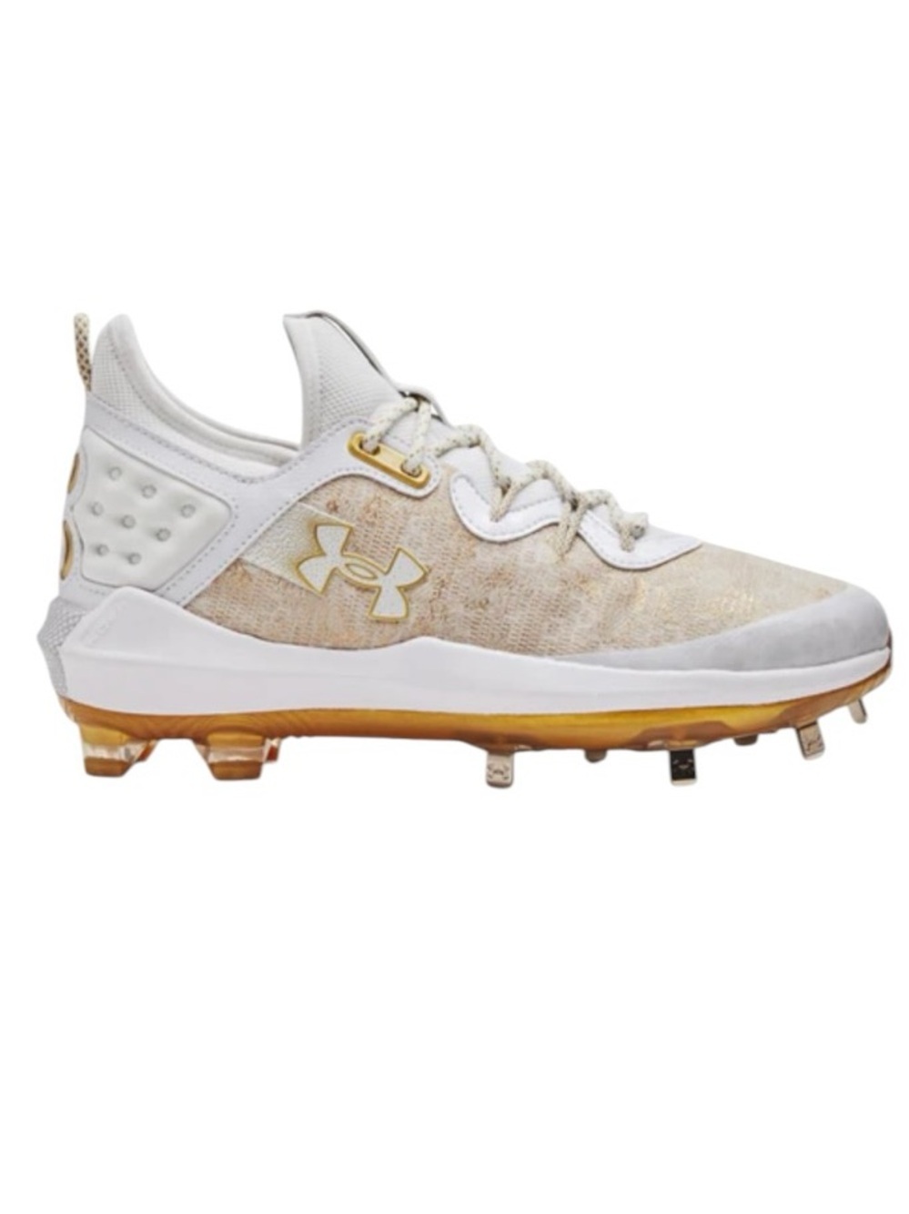 Under Armour NEW Bryce Harper 8 Metal Low Baseball Cleats White Gold 7.5 Sneaker